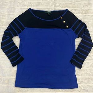 Black and blue striped top